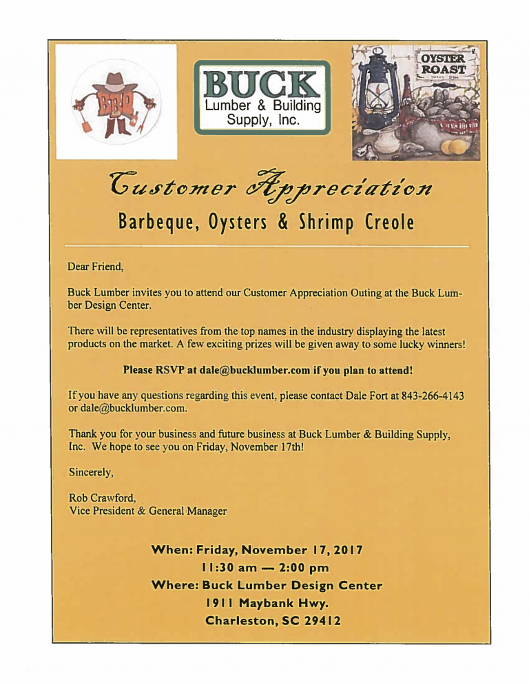 Buck Lumber Customer Appreciation CRAN Charleston